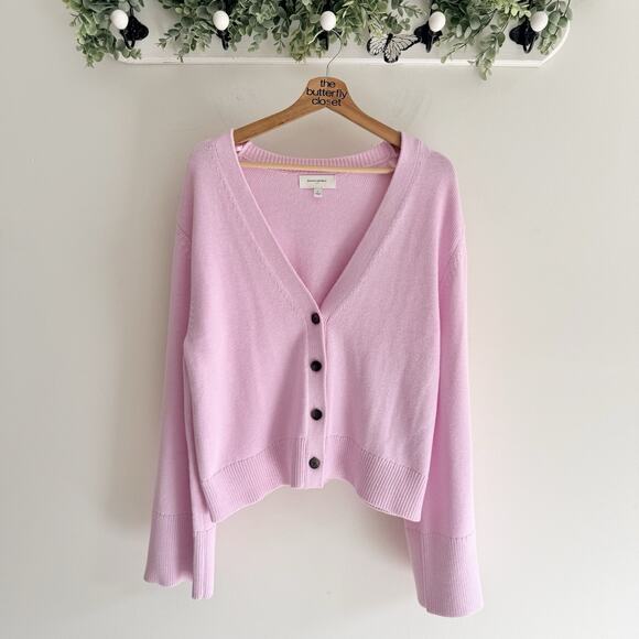 Banana Republic Bell Sleeve Cardigan Sweater Pink Worn Once Size Large - Picture 1 of 4